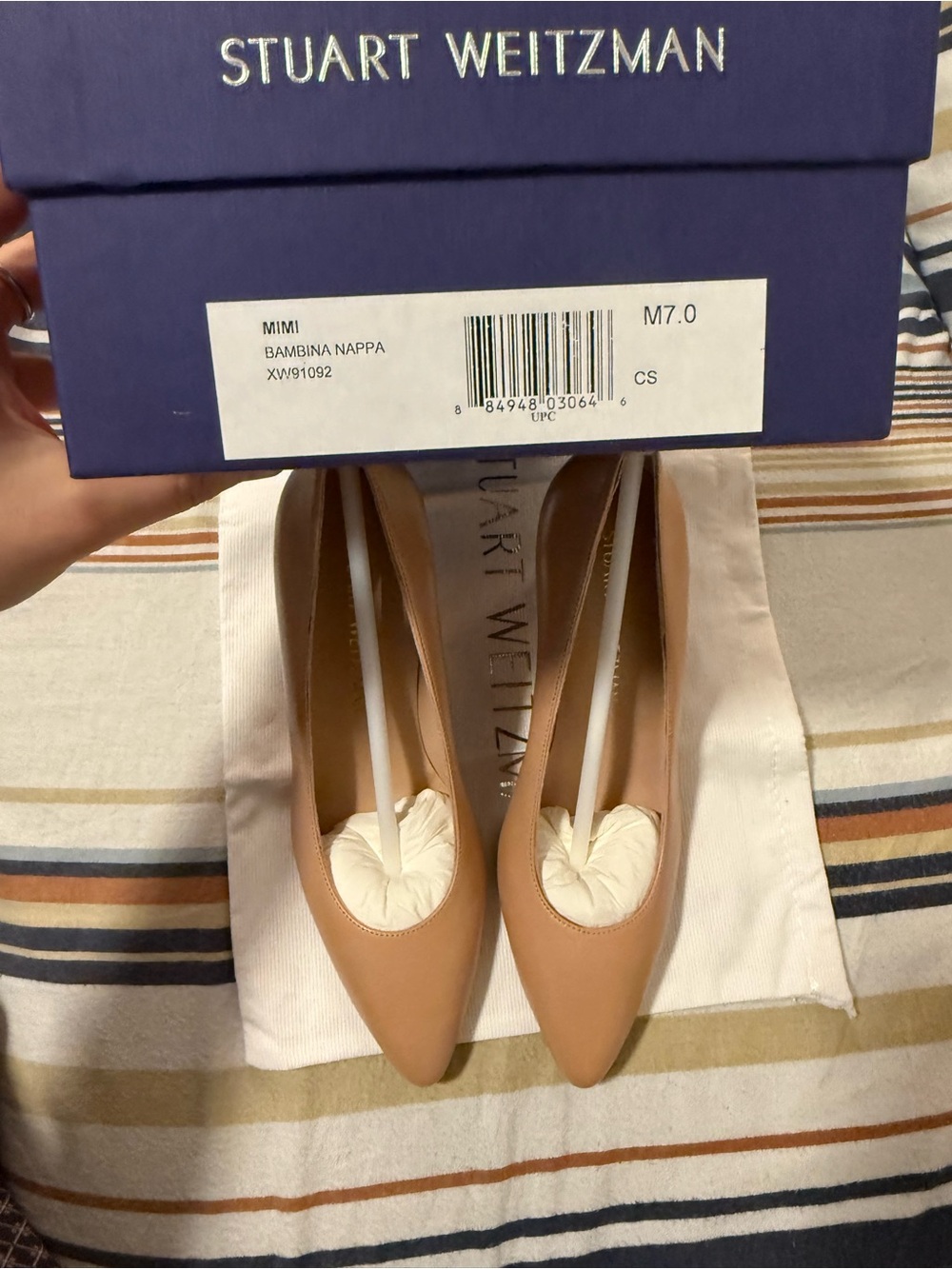 Stuart Weitzman Pointed Toe Pumps in Light Tan
